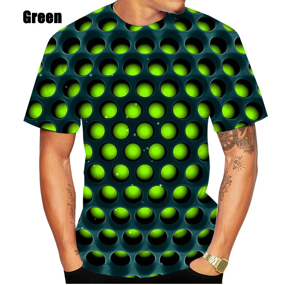 2023 Men's Printed 3D Geometric Pattern Digital Printing Casual Fashion Short Sleeve T-shirt