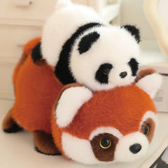 Realistic Reversible Panda to Raccoon Plush Toy Soft Stuffed Red Panda