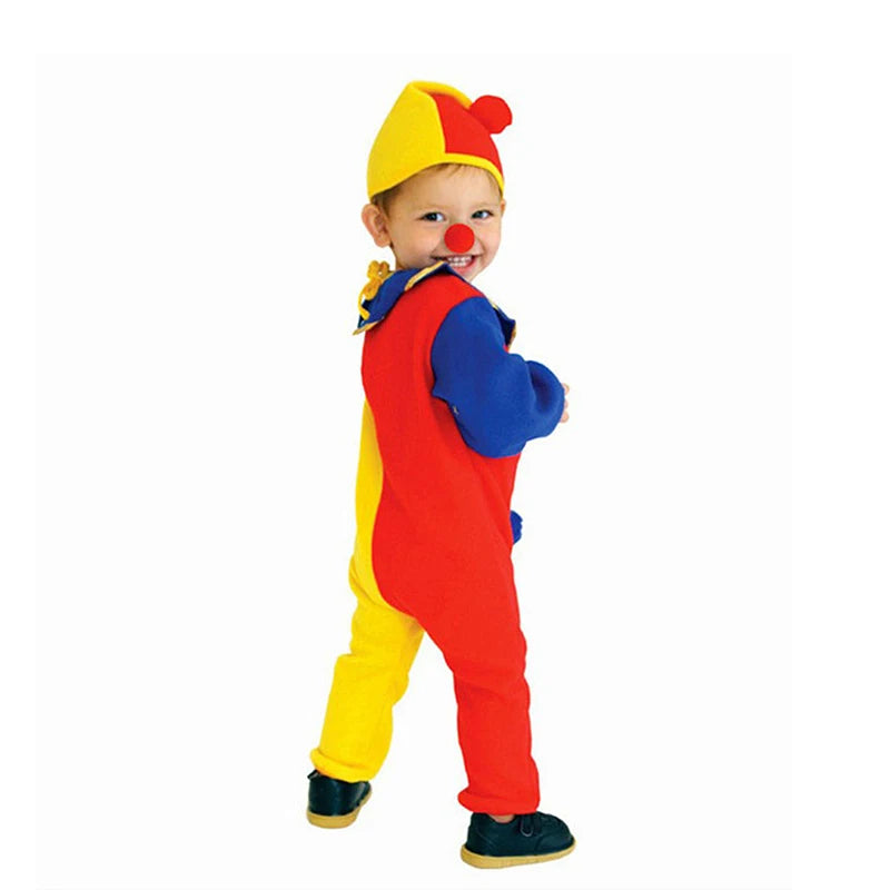 Sydanne Kids Carnival Clown Circus Cosplay Costumes Halloween Children Boys Girls Baby Birthday Halloween Party Jumpsuit Hat