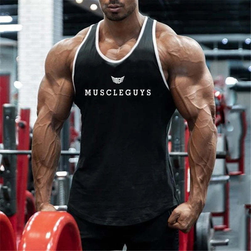 Men's Slim Fit Sleeveless Cotton Shirt Muscle Guys Bodybuilding Workout Tank Tops