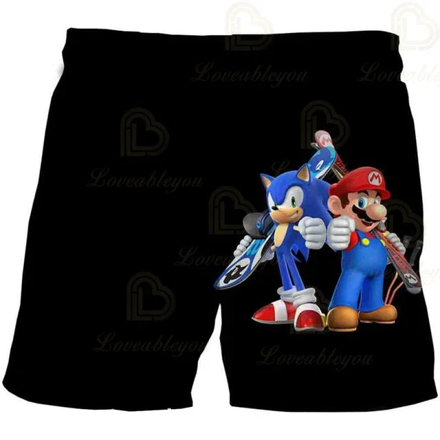 Cartoon Anime Sonics Shorts Kids Clothes Boys Harajuku Cute Girls Short Slevve Casual Children Summer Fashion Boy Boy Pants