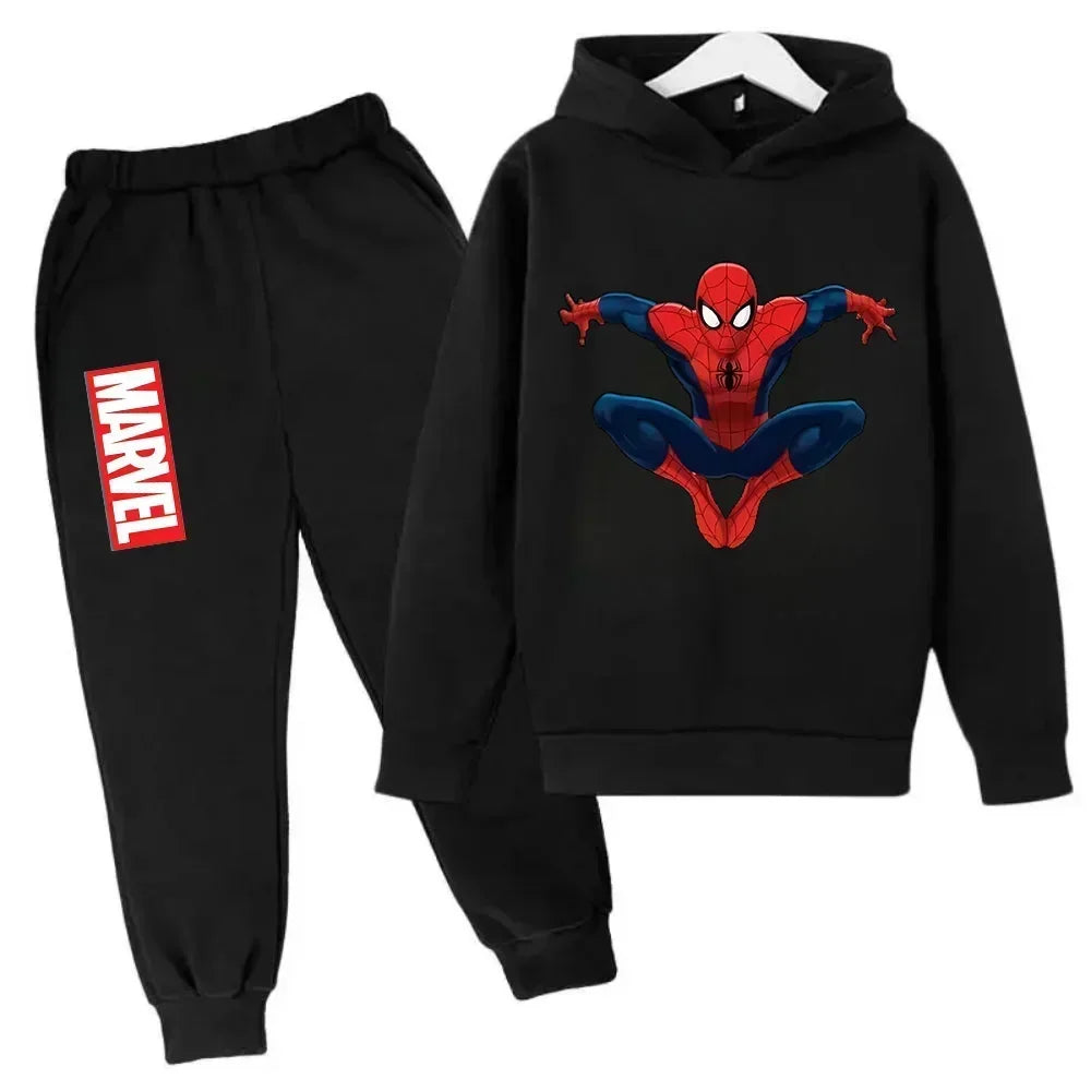 Marvel Spiderman Kids Hoodies Pant Suit 2pcs Set Boy Girl Spring Autumn Sweatshirt Clothes Tracksuits Children Hooded Sportsuit