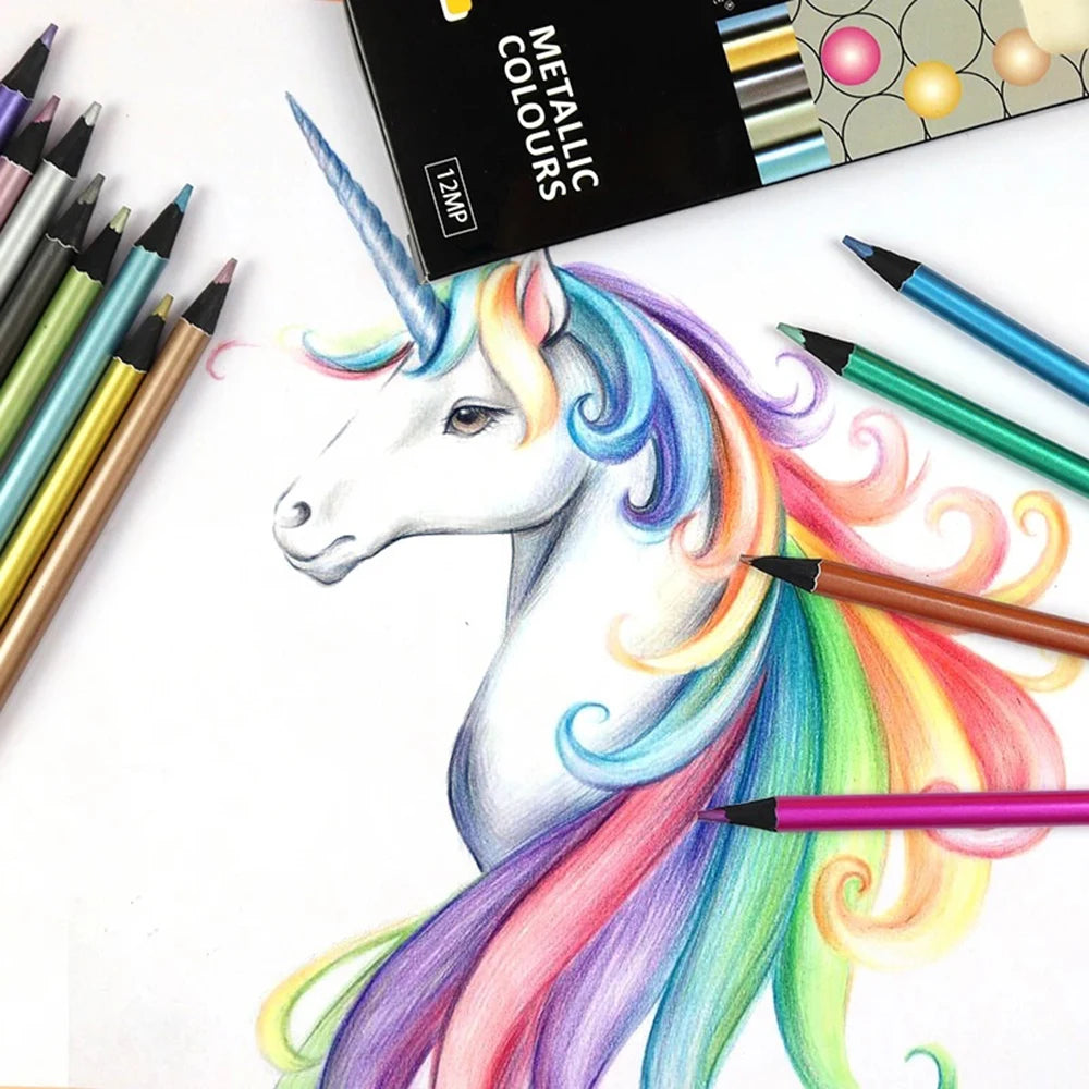 12 Colors Metallic Pencil Colored Drawing Pencil Sketching Pencil