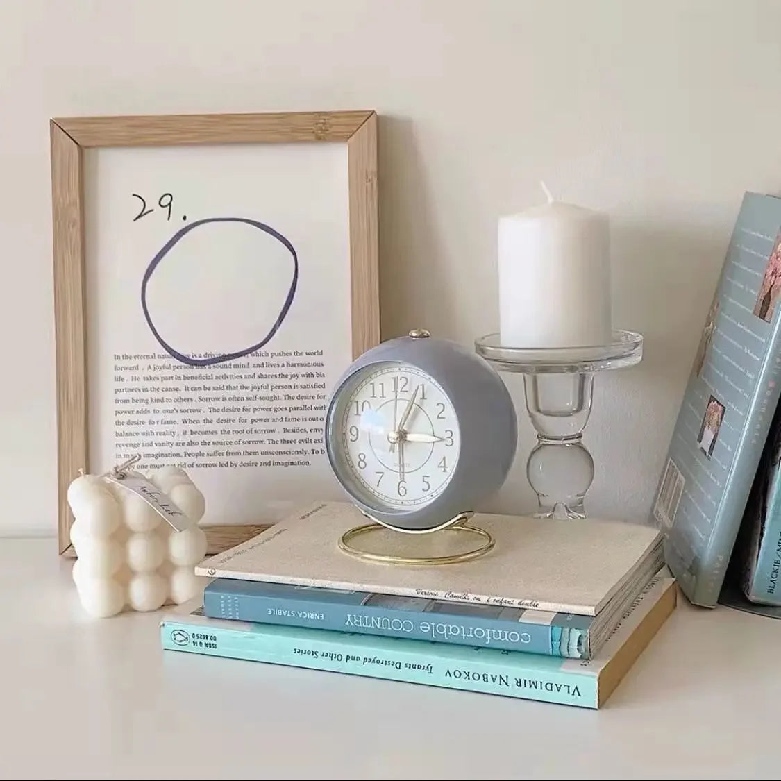 Light Alarm Clock with Night Light Silent for Bedroom Decoration Small Quartz