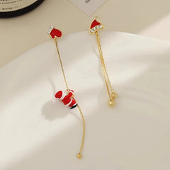 Asymmetric Snowflake Christmas Boot Hat Drop Earrings for Women Moving Santa Claus Long Tassel Earring