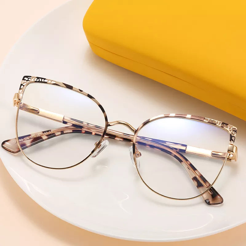 Hotony Blue Light Blocking Glasses Frame New Hot Women Fashion Alloy Eyeglasses Optical UV400 Prescription Female Spectacles