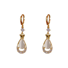 Exquisite Teardrop Opal Zircon Butterfly Earrings for Women