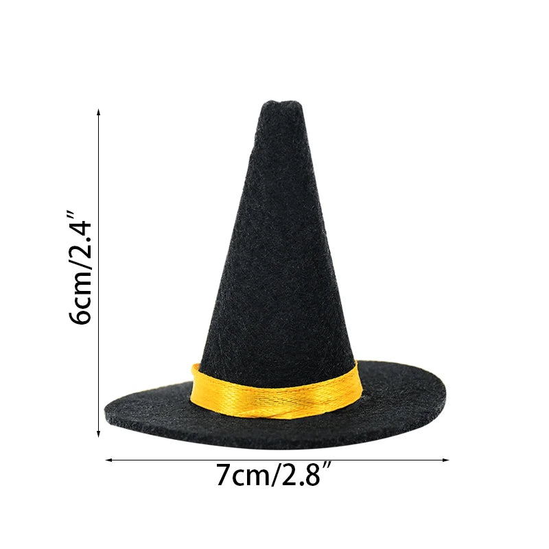 6pcs Halloween Mini Felt Witch Hats Wine Bottle Decor DIY Craft for Halloween Party