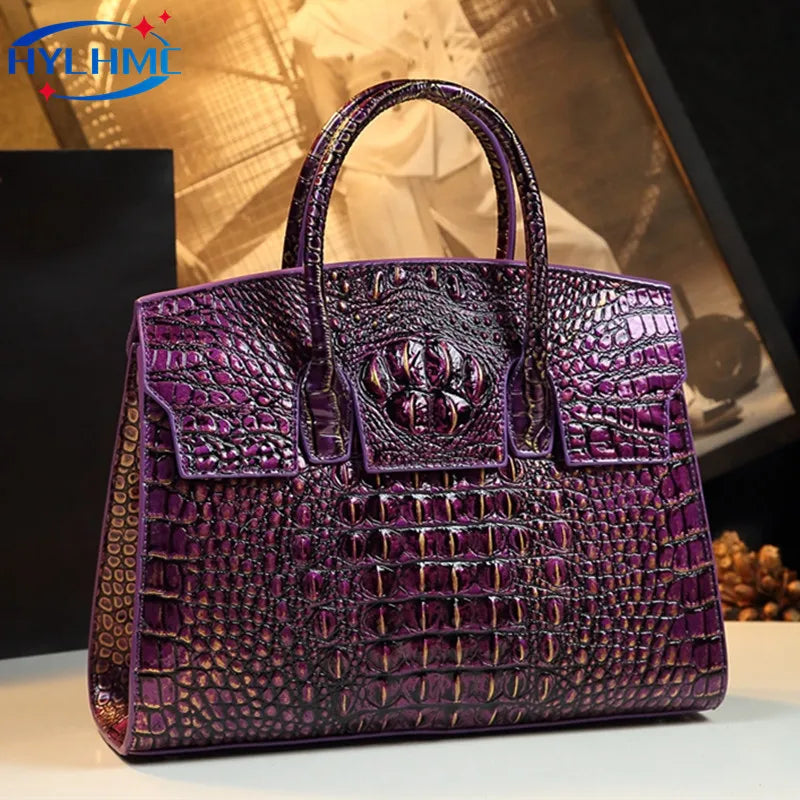 Crocodile Pattern Leather Women Handbags Luxury Fashion Brand Portable Tote Bag