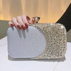 Women metal silver gold shell bag cute Evening Clutch Bag with strap For Wedding Party small Purses