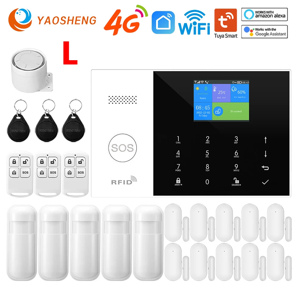 4G Alarm System Security Home WIFI Alarme Residencial Wireless Home Alarm For Tuya Smart Life With Door Sensor Work With Alexa