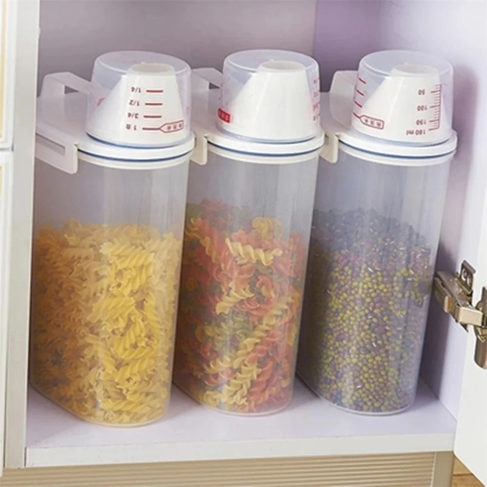 Plastic Cereal Dispenser Storage Box Kitchen Food Grain Rice Container