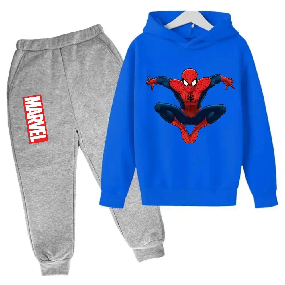 Marvel Spiderman Kids Hoodies Pant Suit 2pcs Set Boy Girl Spring Autumn Sweatshirt Clothes Tracksuits Children Hooded Sportsuit