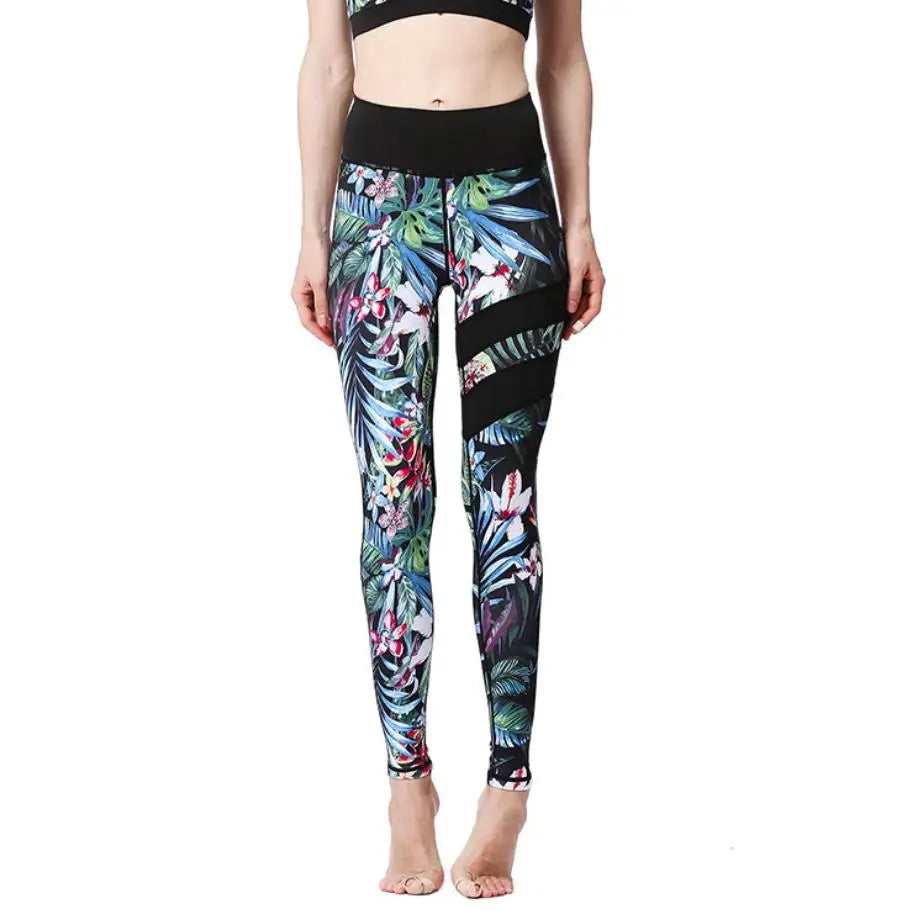 Cloud Hide Flower Printing Yoga Set Gym Outfits Sportswear Women Fitness Tracksuit Bra Top High Waist Leggings Pants Sports Suit