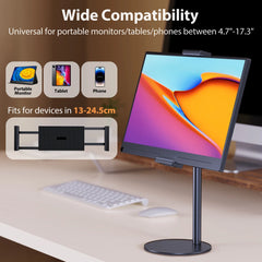 Rotating Portable Monitor Stand Height Adjustable Vesa Monitor Tablet Free Standing Low Profile Desk Mount up to 17.3"