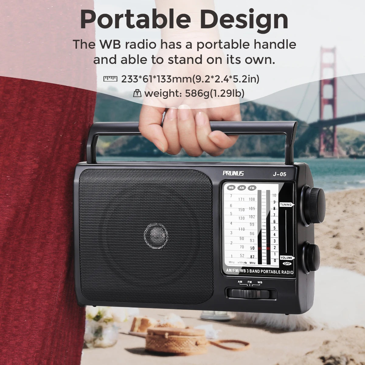 NOAA Weather AM FM Portable Radio with Best Reception, Transistor Radio, Battery Operated Radio by 3X D Cell Batteries AC Power