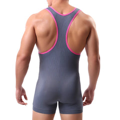 Men U Convex Pouch Bodysuit Tank Slim Jumpsuits Bodybuilding Tank