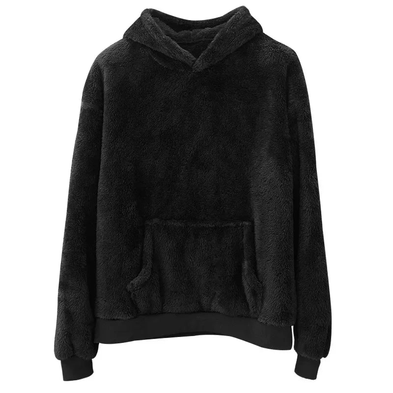 Warm Fluffy Hoodies Winter Double-sided Velvet Homewear Hooded Sweater Men's Lamb Wool Winter Jumper Pullover Casual Sweatshirts