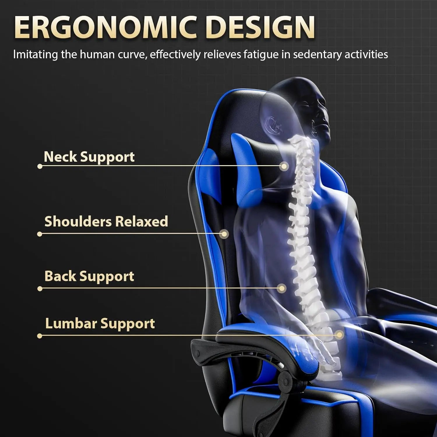 Game chair, computer chair with footstool and waist support, ergonomic electronic game chair