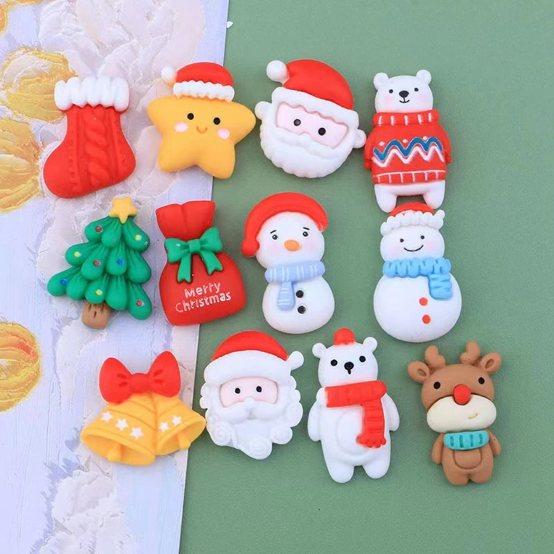 Resin  Mini Christmas Snowman Deer Series Back Flatback Stone  Crafts Accessories