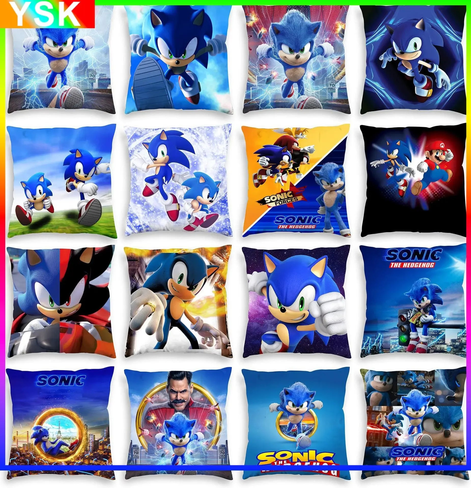 Sonic Home Sofa Decorative Pillow Car Living Room Pillow Short Plush Pillowcases