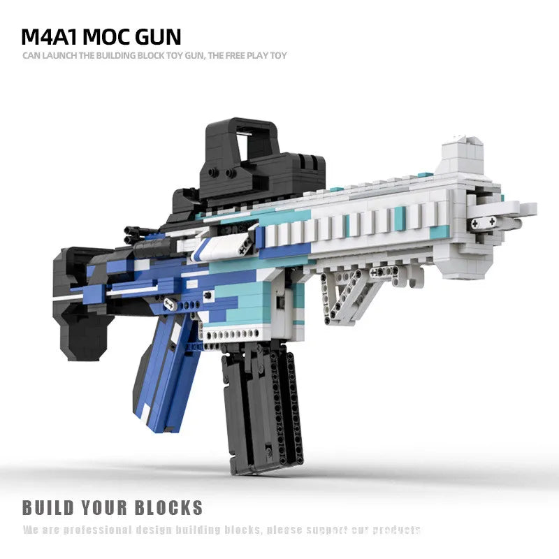 Creative CSGO M4A1 Gun Building Blocks With Brick Bullet MOC HK416C Single Shot DIY Assembly Rifle Toys