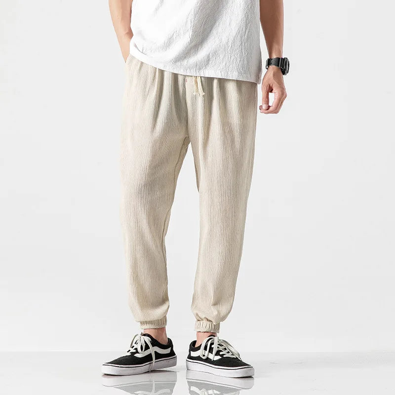 Japanese Slacks Plus Size Chinese Style Bloomers Men's Linen Pants Men's Cotton Linen Pant Learm Pants Leggings