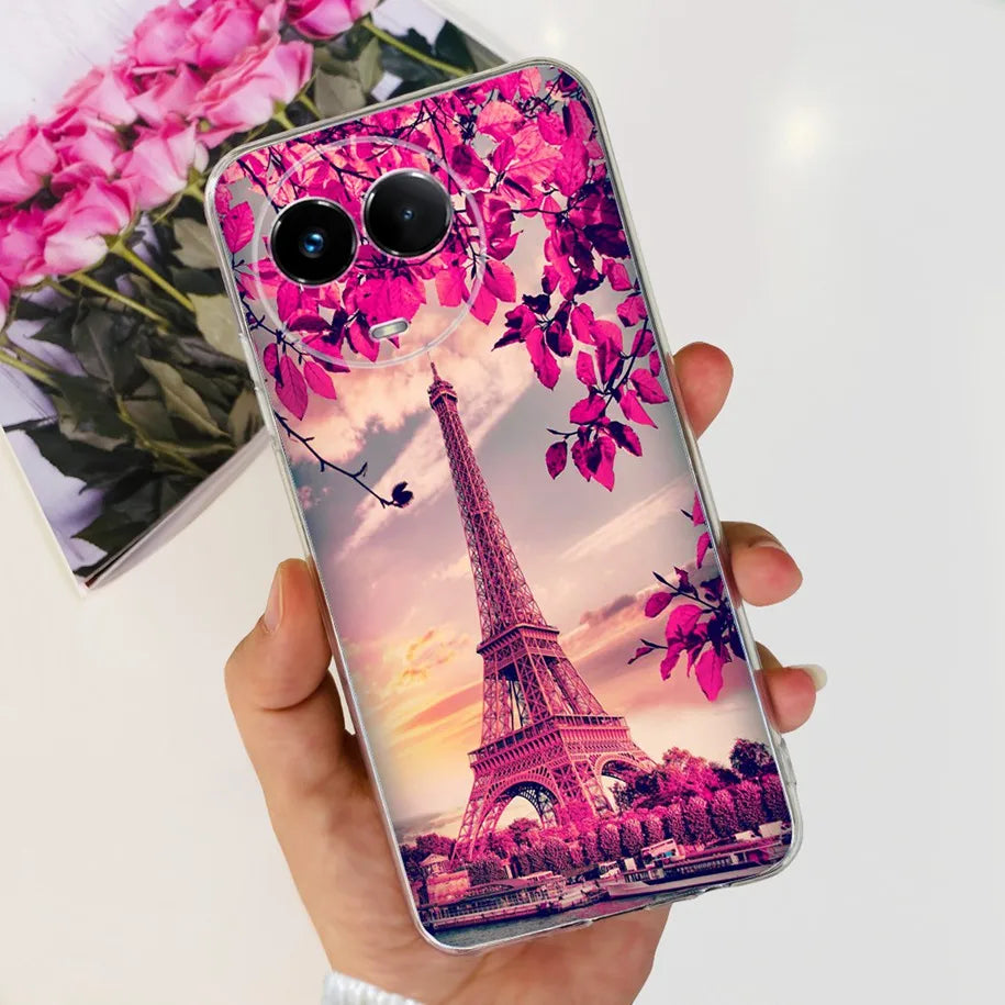 For Realme 11X Case RMX3785 Luxury Marble Butterfly Cover