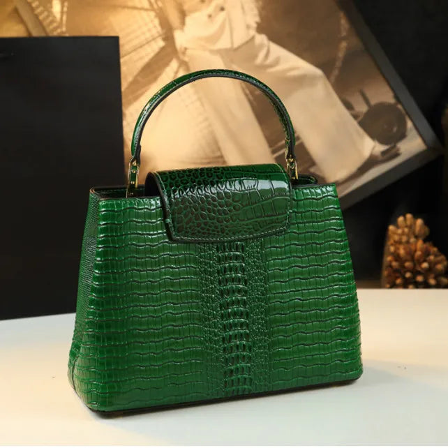 Luxury Genuine Leather Women's Handbags Fashion Lady Shell Bag Crocodile Pattern