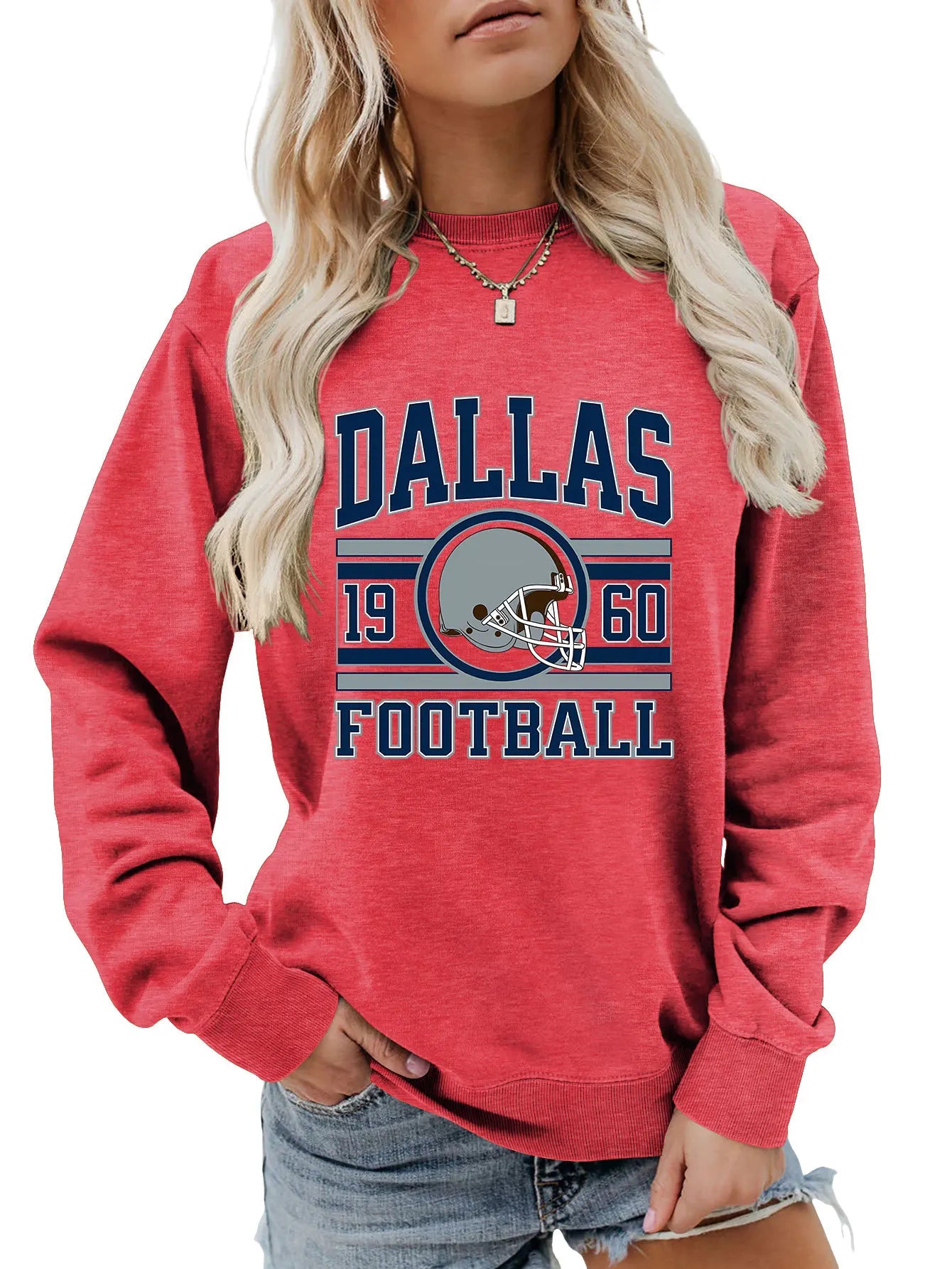 Autumn women's hoodie dallas 1960 football printed top fashion crew-neck long-sleeved hoodie casual all fashion hoodie jumper