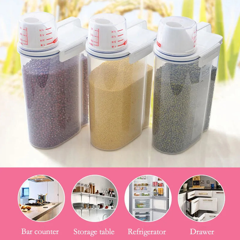 Powder Storage Box Plastic Kitchen Rice Grains Container Bathroom Laundry Powder Detergent Case With Pour Mouth