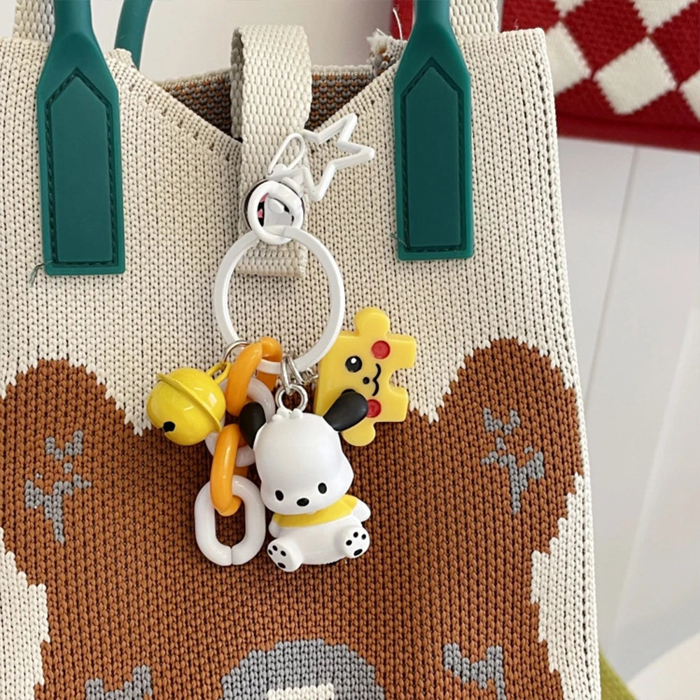 Sanrio Pochacco Keychain Y2k Pendant Holder Key Cute Anime Cartoon Chain Car Keyring Mobile Phone Bag Hanging Jewelry Kids Gifts