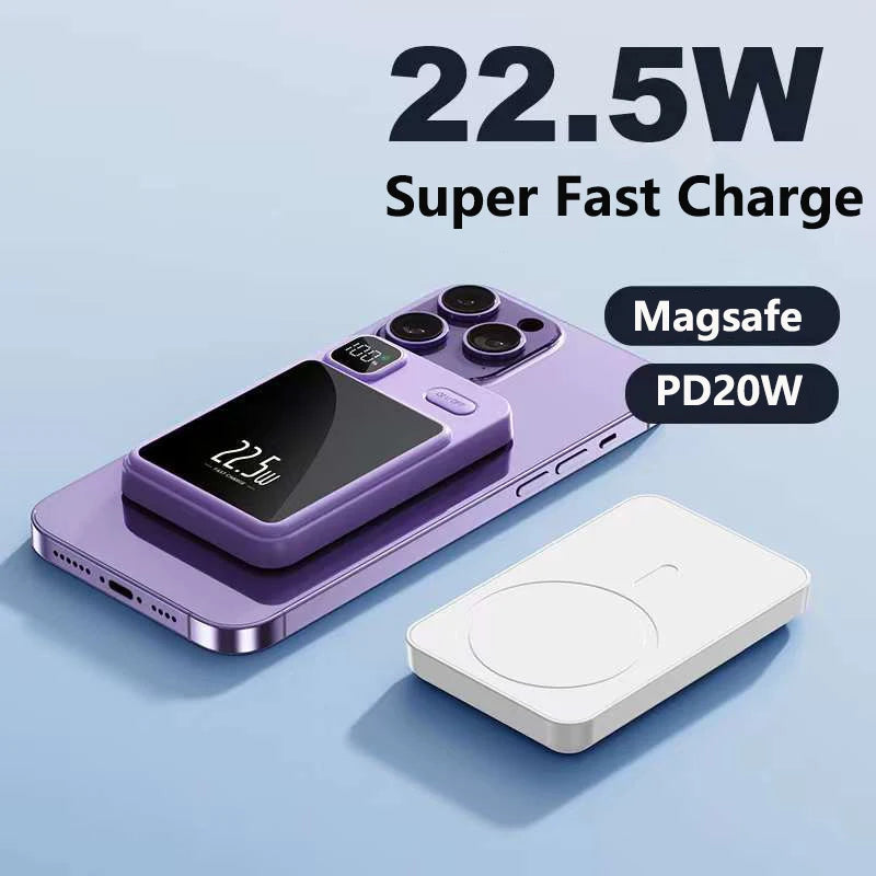 20000mAh Magnetic Qi Wireless Charger Power Bank 22.5W Fast Charging for iPhone 15 14 13 12 Samsung Huawei Xiaomi Mini Power bank