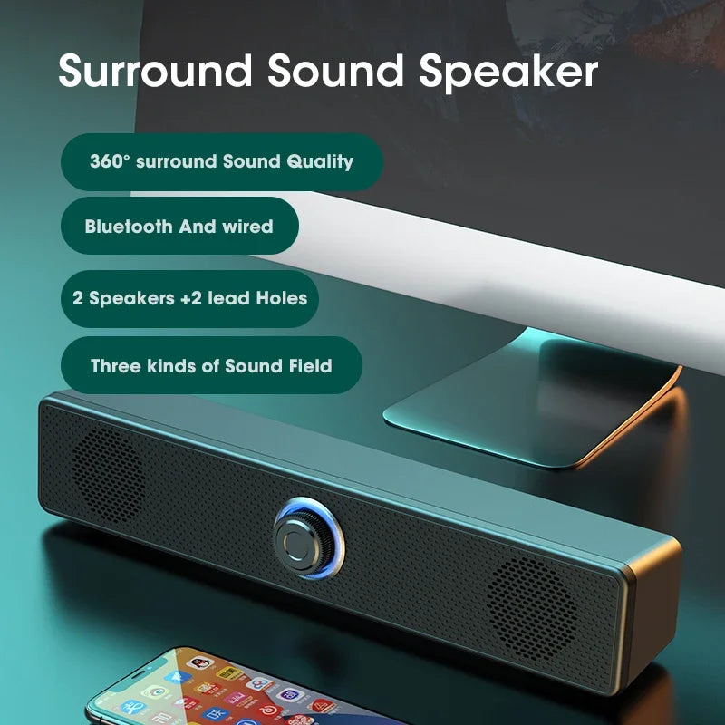 Home Theater Bluetooth Speaker Wired and Wireless Soundbar USB Powered Soundbar for TV Pc Laptop