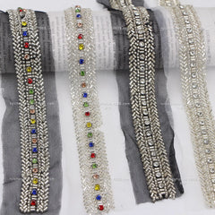 Mesh Diamond-inlaid Handmade Beaded Lace Trim DIY Heavy-duty Lace Headband Cuffs Clothing Women's Clothing Accessories