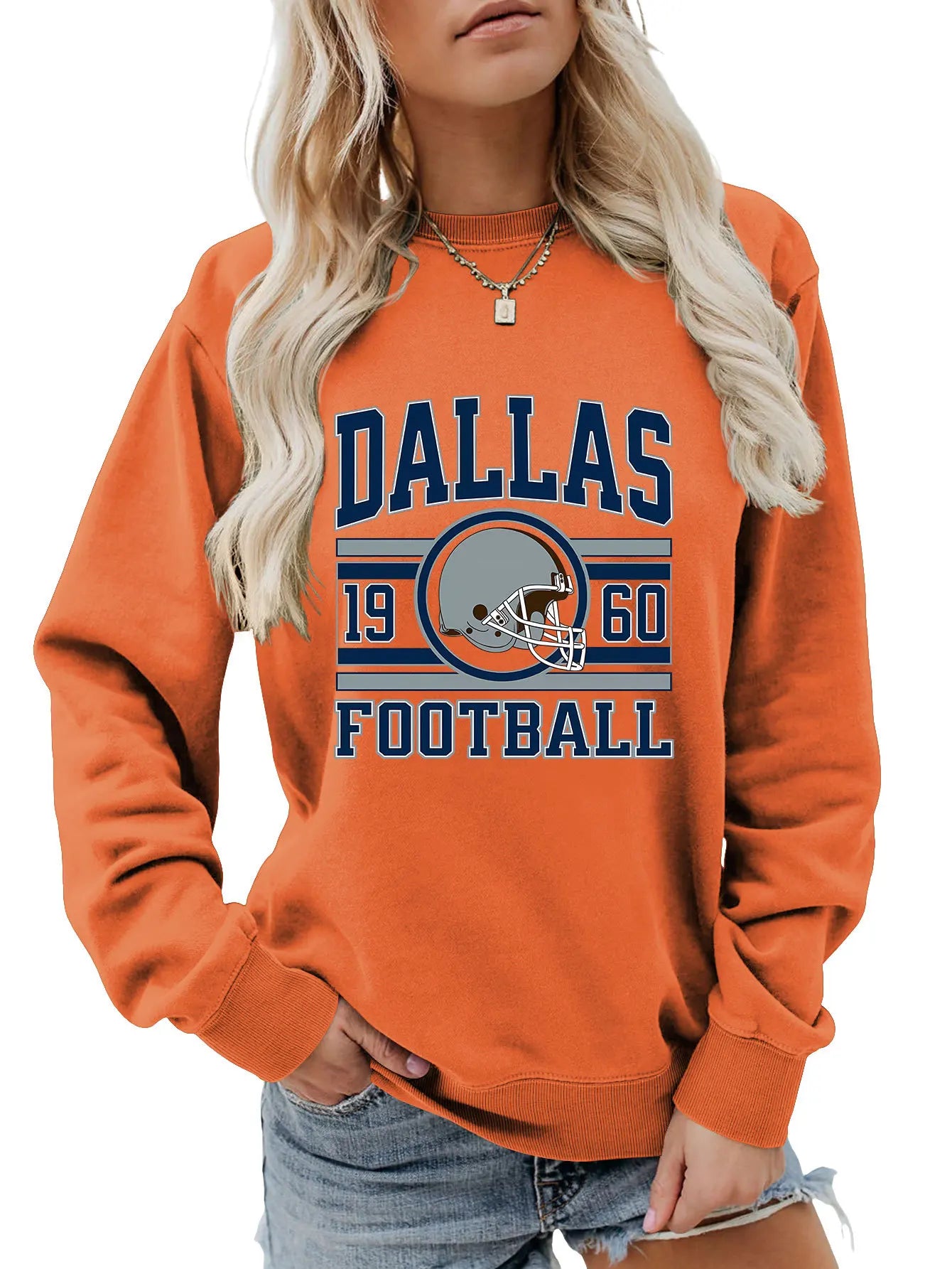 Autumn women's hoodie dallas 1960 football printed top fashion crew-neck long-sleeved hoodie casual all fashion hoodie jumper