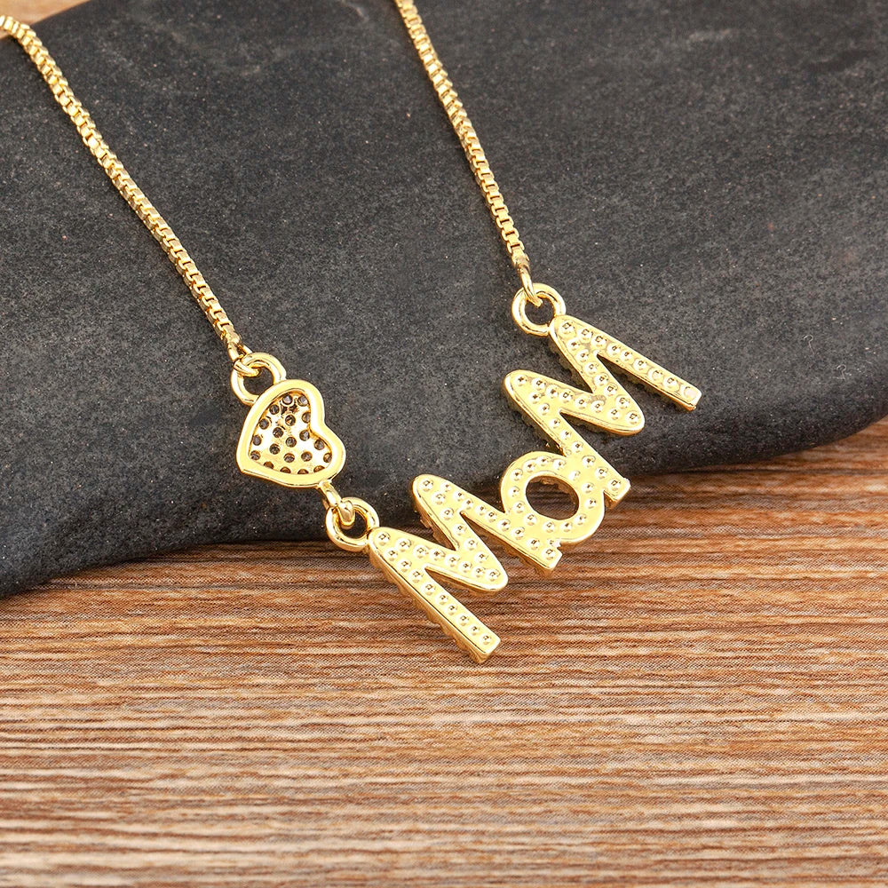 Love Heart Pendant Mother's Day Birthday Party Mom Letter Necklace