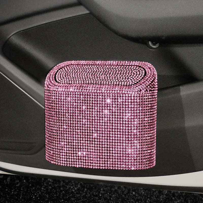 Glitter Trash Can Auto Supplies Storage Box Garbage Grabber Bling Rhinestone Interior Accessories