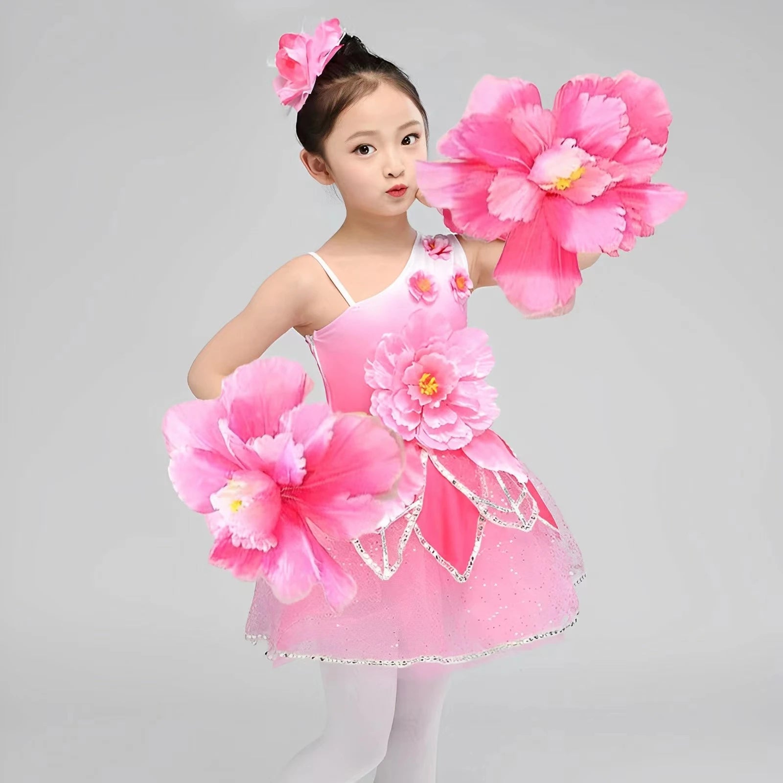 Children’s Peach Blossom Performance Costume Princess Girls’ Lotus Style Dresses