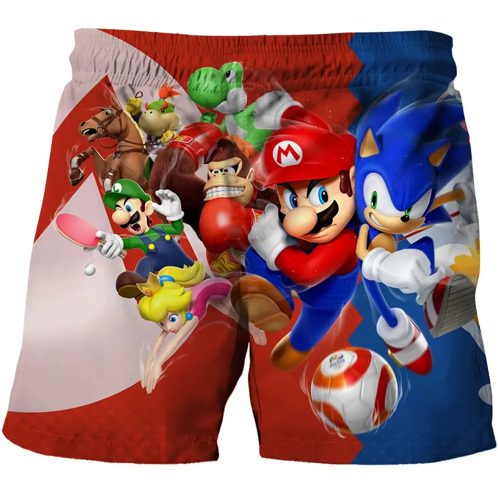 Beach pants for children 4-14Y Sonic The Hedgehog shorts pants Girls Boys Harajuku pants For Kids 3D Cartoon Print