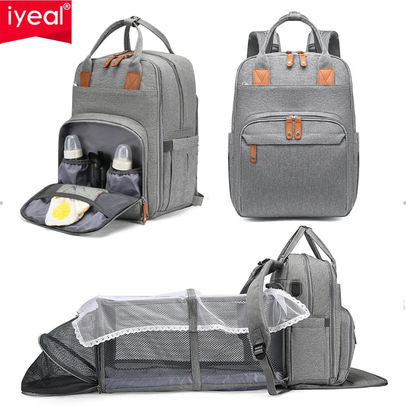 New Extended Baby Bed Mommy Bag with Large Capacity and Urinary Spacer Multi Layer Mother Travel Backpack