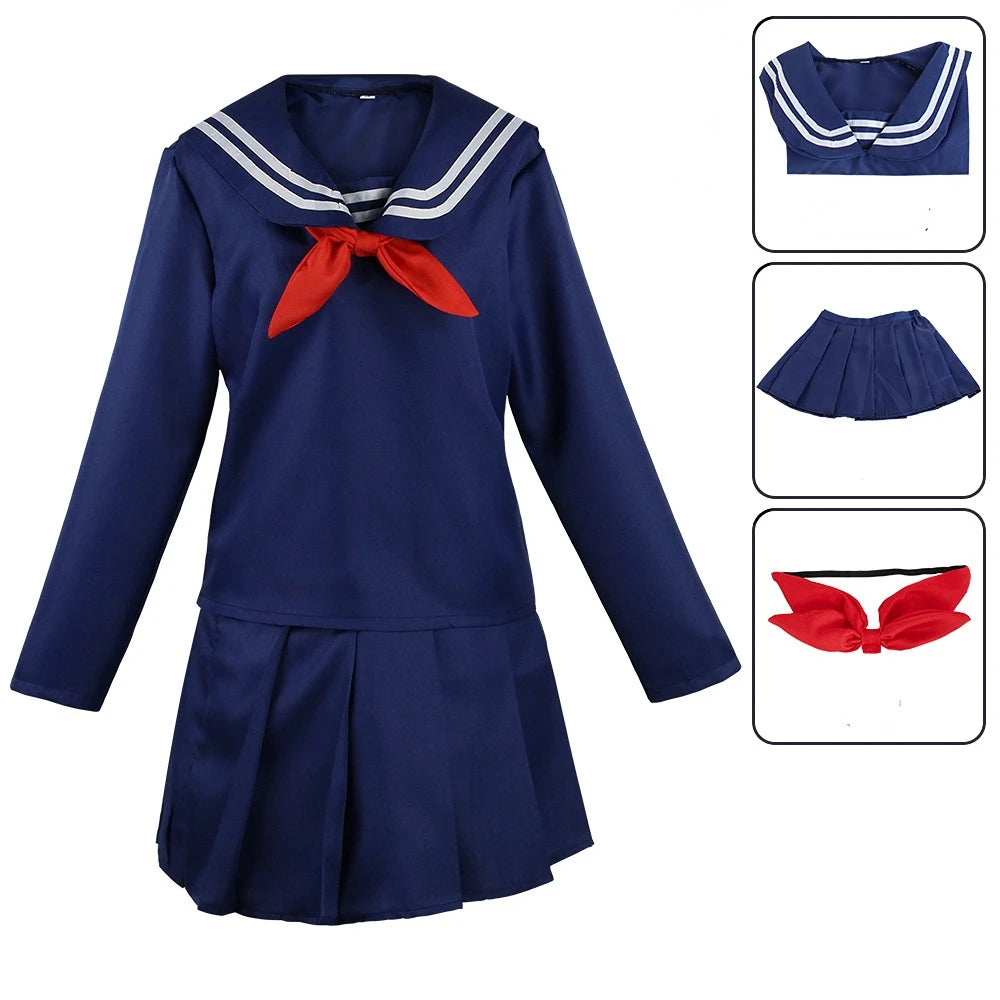 Anime My Hero Academia Himiko Toga Cosplay Costume JK Uniform Skirts Sweater Coat