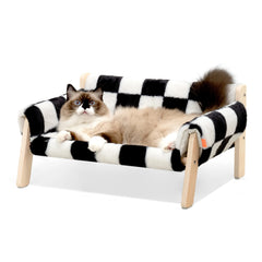 Mewoofun Cat Bed SofaWooden, Sturdy Fluffy Cat Couch Bed Dog Beds for Cats and Small Dogs Pet Furniture Elevated