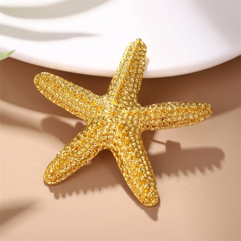 Fashionable And Exquisite Personalized Starfish Shape Electroplated Brooch