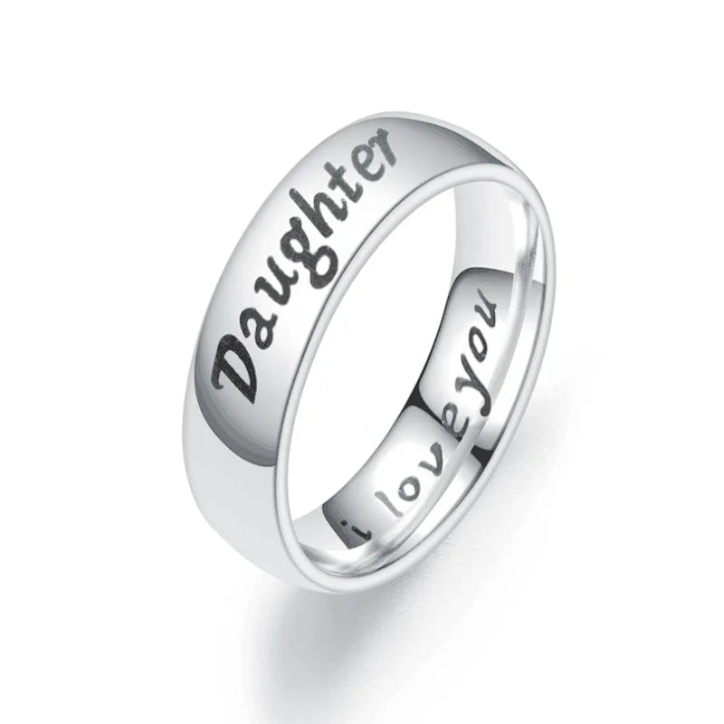 I LOVE YOU Titanium Steel Ring DAD MOM SON DAUGHTER Couple Ring