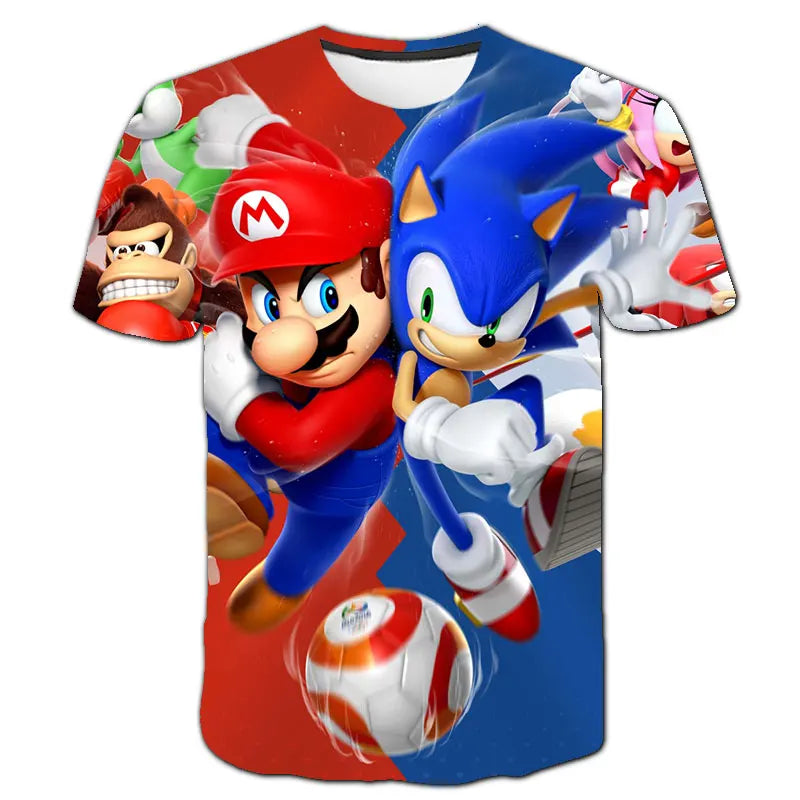 Boys Sonic T-Shirt Kids TShirts Baby Boys Casual Short Sleeves Print T-shirt For Boy Summer Children Tee Shirts Tops