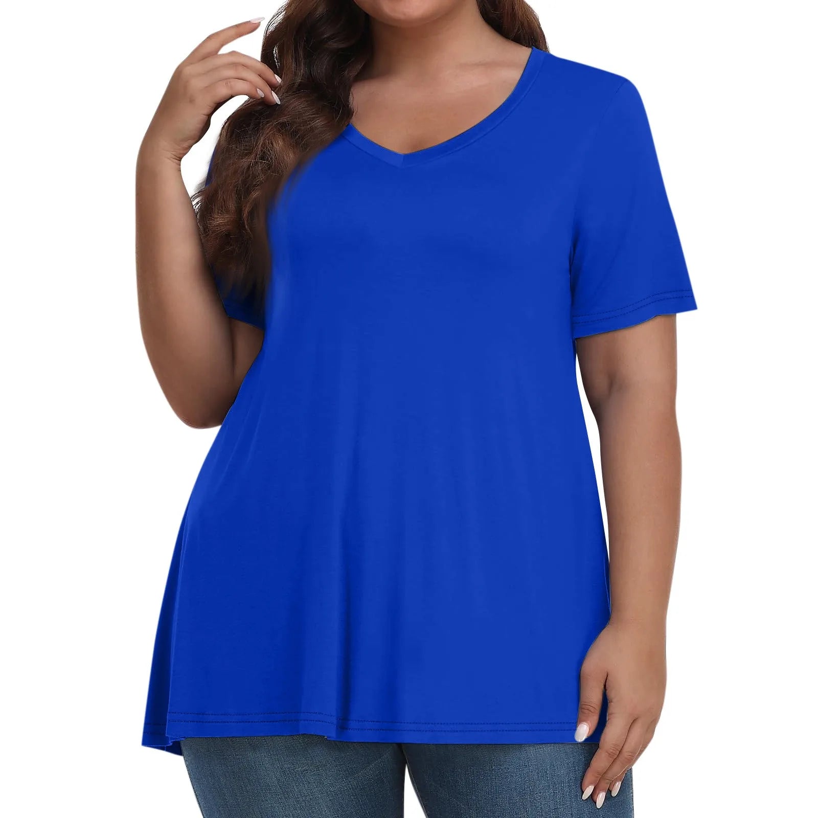 Plus Size Women's T-shirt Fashion Solid Short Sleeve Tee Loose Casual Female Clothing