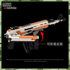 Firearms Series MOC Bricks AK-12 Automatic Building Block Rifle Can Shoot Bullet Assembly Model