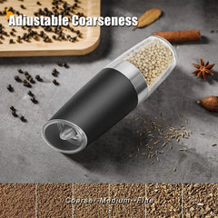 2PCS Salt & Pepper Grinder Electric Gravity Grinder Refillable Automatic Mill Set With Adjustable Coarseness LED Light