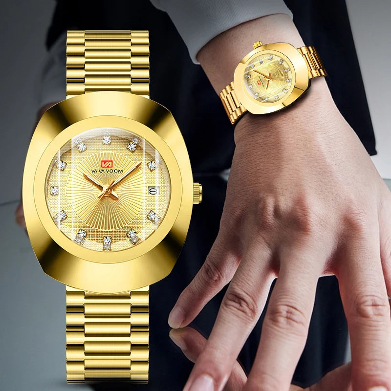 Gold Men Wrist Watches For Male Clock Top Brand Luxury Golden Fashion Men Quartz Watches